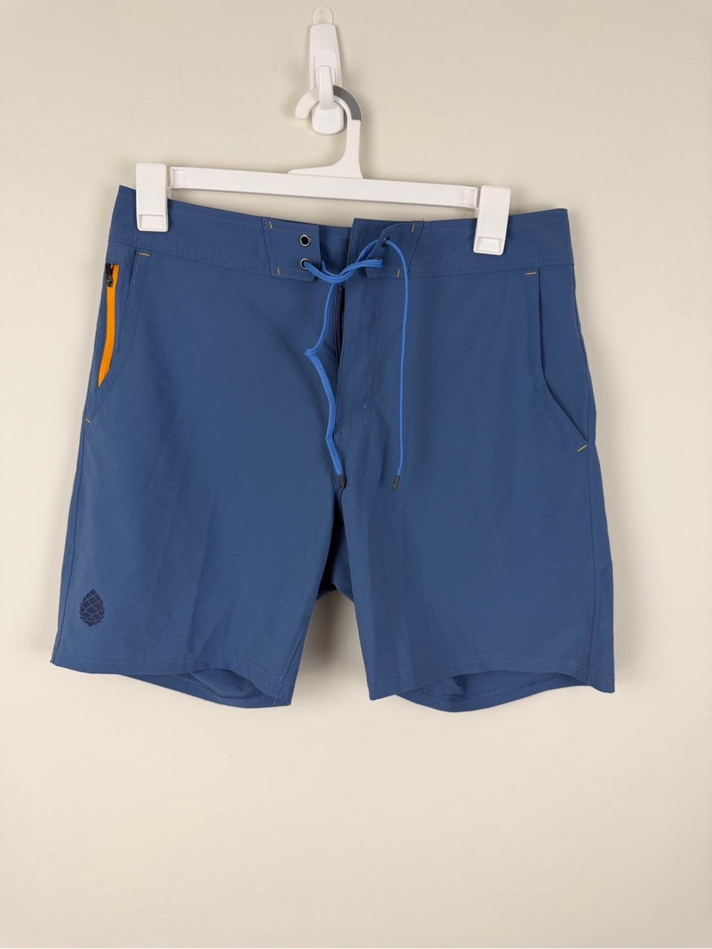 Stio Men's Blue Swim Hybrids with Orange Zip Accent